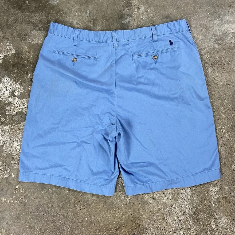 Polo Ralph Lauren Chino Shorts Size 38 Blue Relaxed Fit Pony Logo Casual Wear
